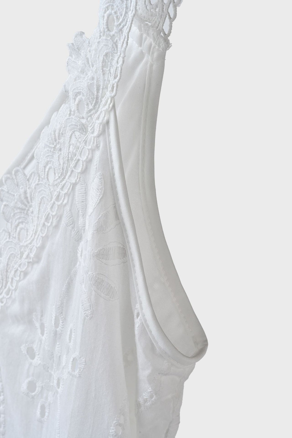 Eyelet Embroidered V Neck Mini Sundress - White - 5