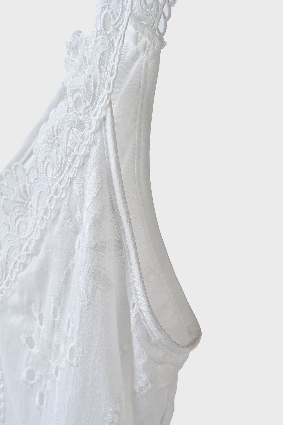 Eyelet Embroidered V Neck Mini Sundress - White - 5