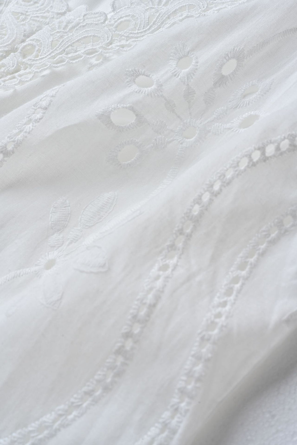 Eyelet Embroidered V Neck Mini Sundress - White - 6