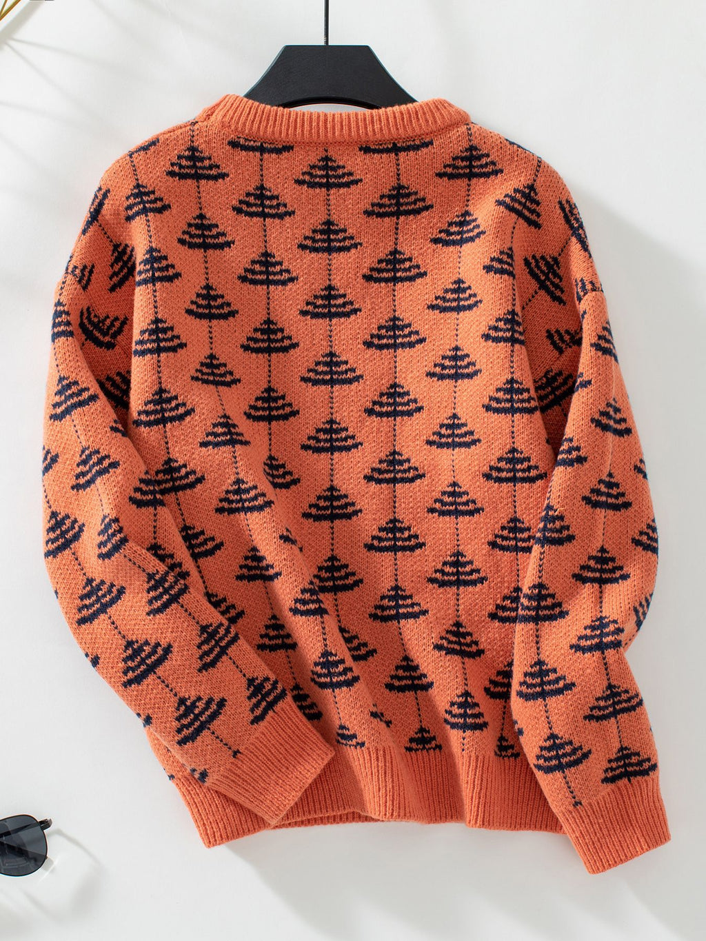 Shell Motif Jacquard Crewneck Sweater - Orange - 1