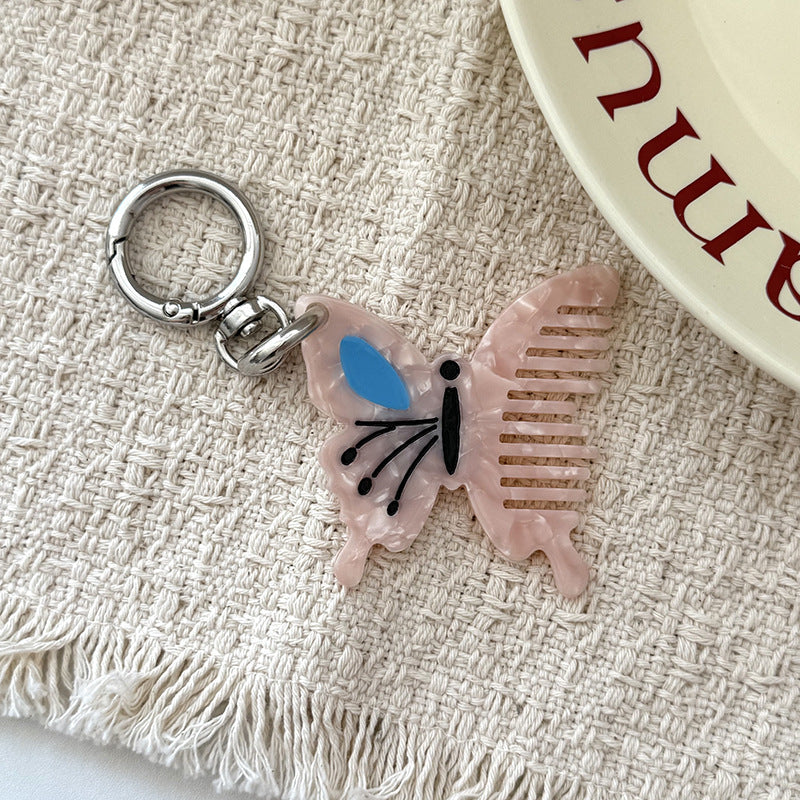 Animal Shaped Mini Comb Keychain Charm - Butterfly