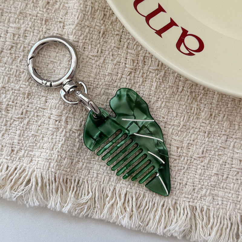 Animal Shaped Mini Comb Keychain Charm - Leaves
