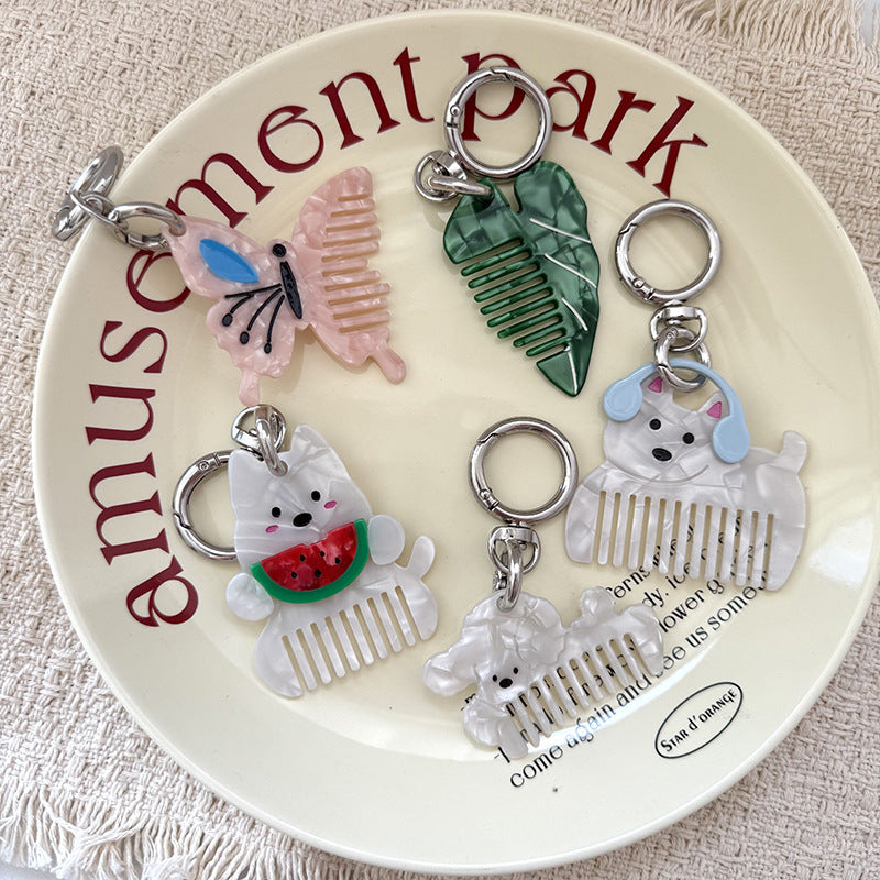 Animal Shaped Mini Comb Keychain Charm - Watermelon