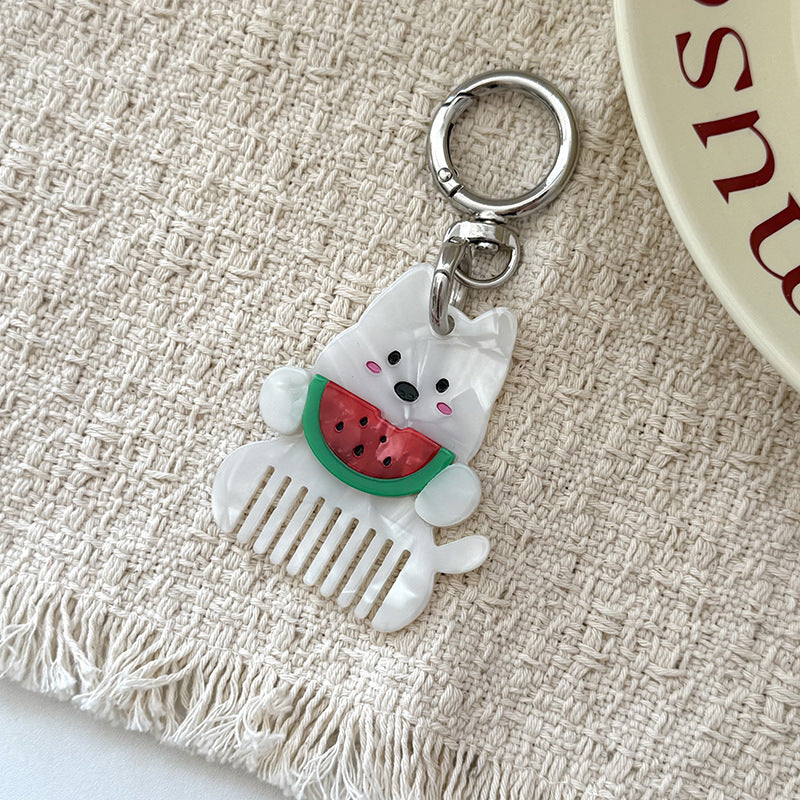 Animal Shaped Mini Comb Keychain Charm - Watermelon - 1