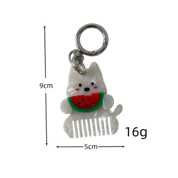 Animal Shaped Mini Comb Keychain Charm - Watermelon - 2