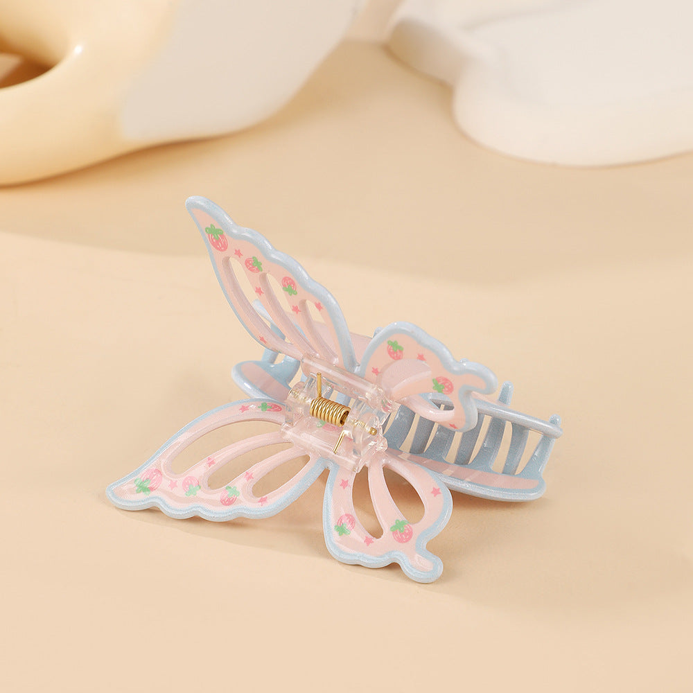Striped Bow and Butterfly Claw Clips - Butterfly