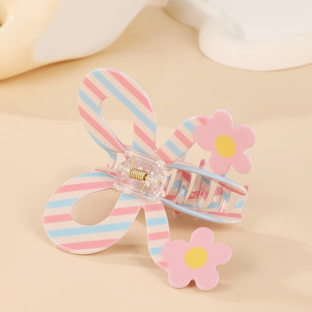 Striped Bow and Butterfly Claw Clips - Stripe