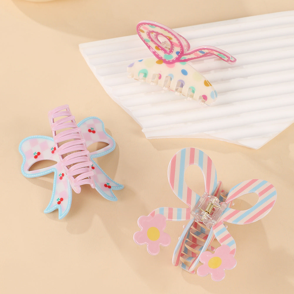 Striped Bow and Butterfly Claw Clips - view 3