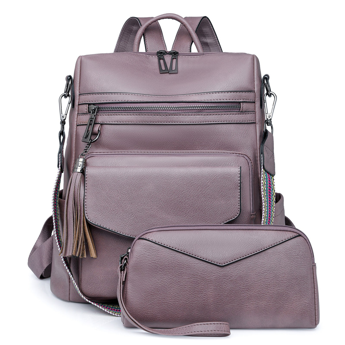 Tassel Convertible Backpack and Wristlet Set