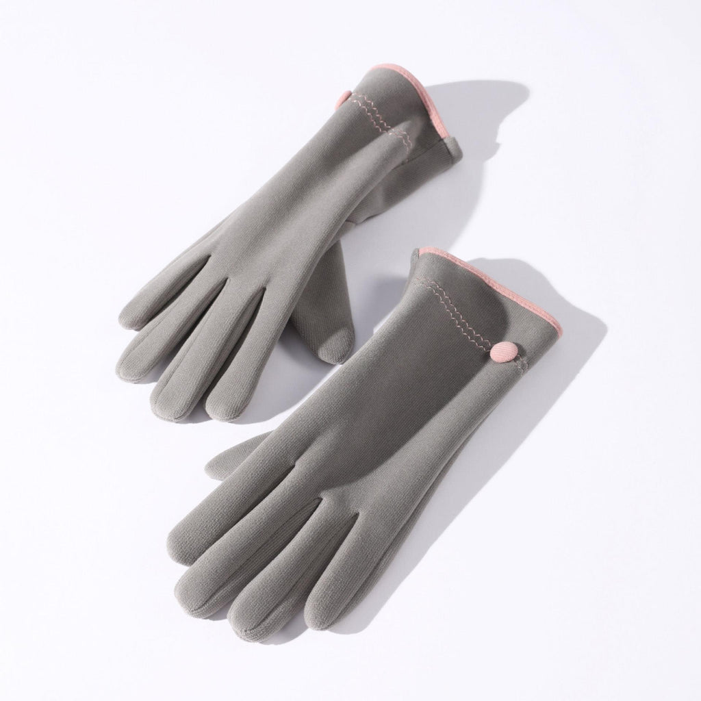 Fleece Lined Buckle Cuff Winter Gloves - Grey
