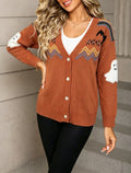 Ghost Fair Isle Button Front Cardigan - Camel