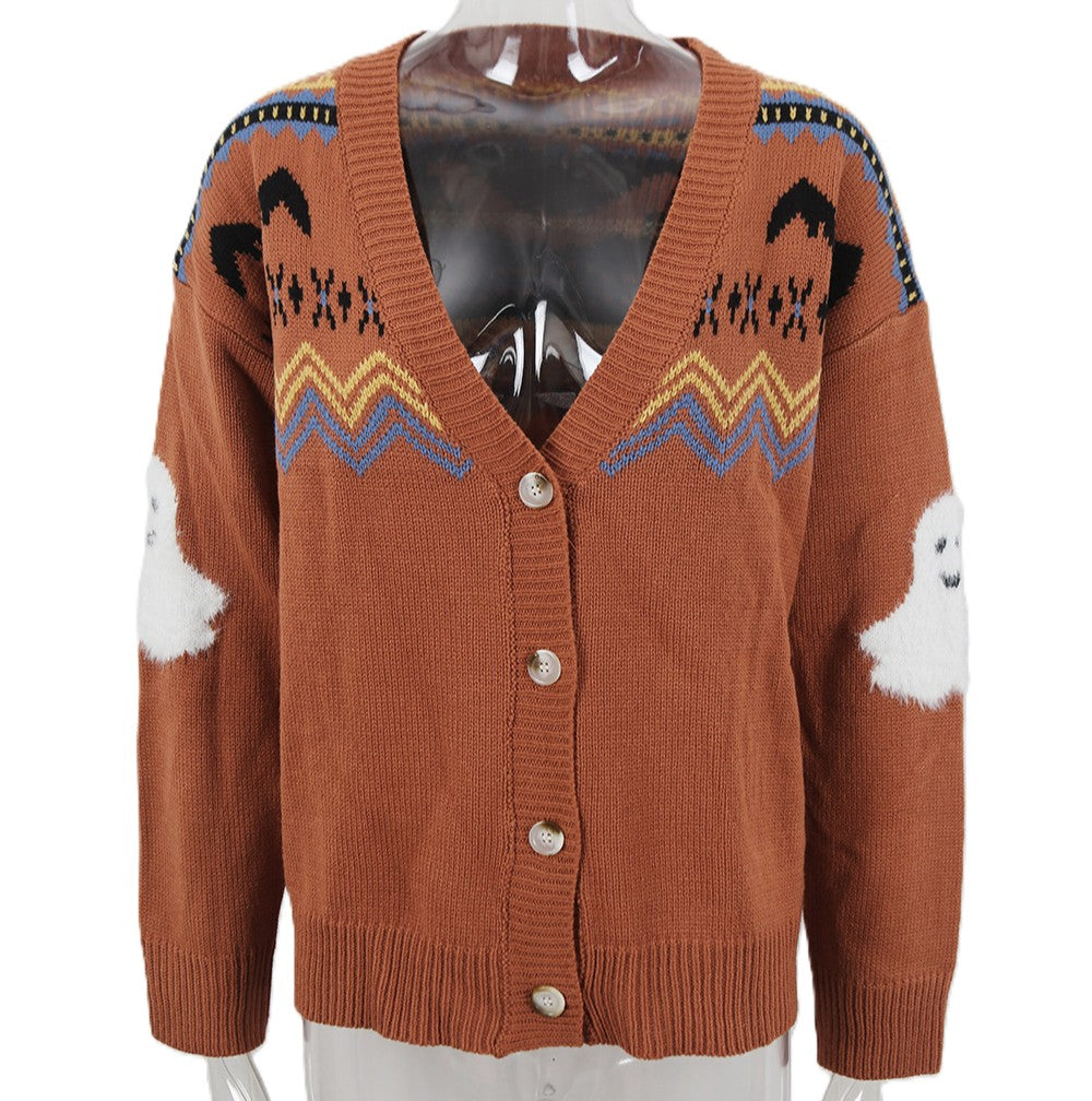 Ghost Fair Isle Button Front Cardigan - Camel - 1