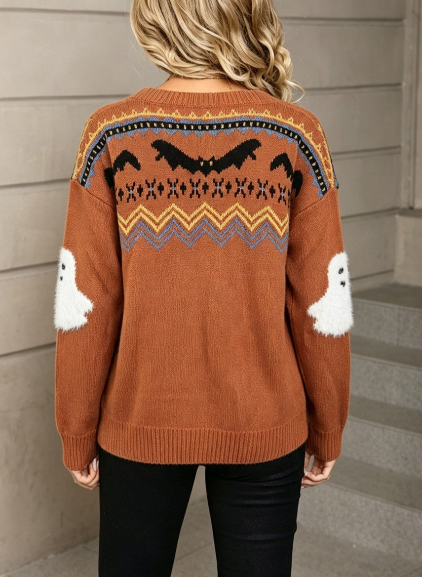 Ghost Fair Isle Button Front Cardigan - Camel - 5