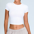Sleek Fitted Short Sleeve Crop T-Shirt - White