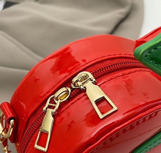 Glossy Cherry Shaped Chain Crossbody Bag - Red - 2