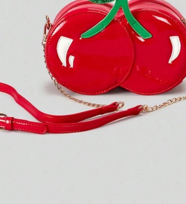 Glossy Cherry Shaped Chain Crossbody Bag - Red - 6