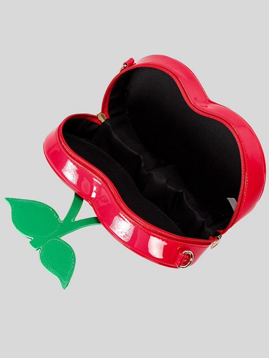 Glossy Cherry Shaped Chain Crossbody Bag - Red - 7
