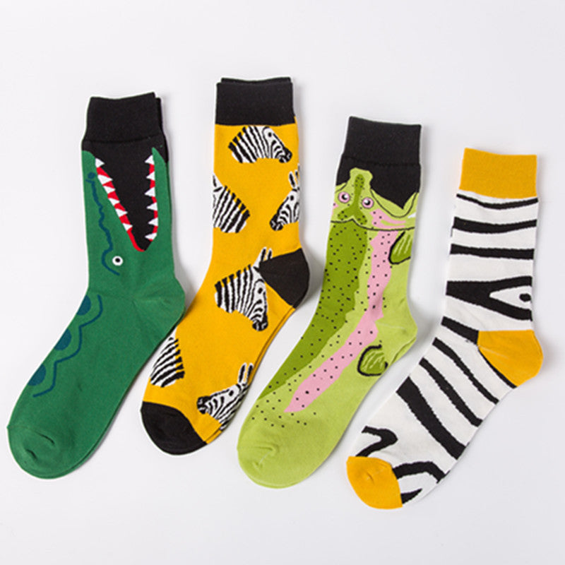 Animal Motif Cotton Crew Socks