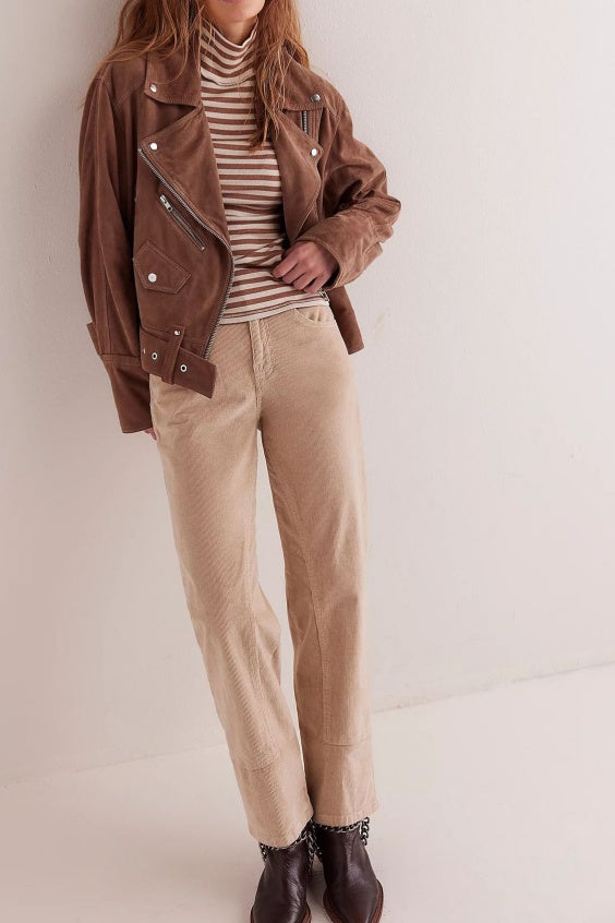 Ribbed Striped Turtleneck Slim Fit Tee - khaki - 3