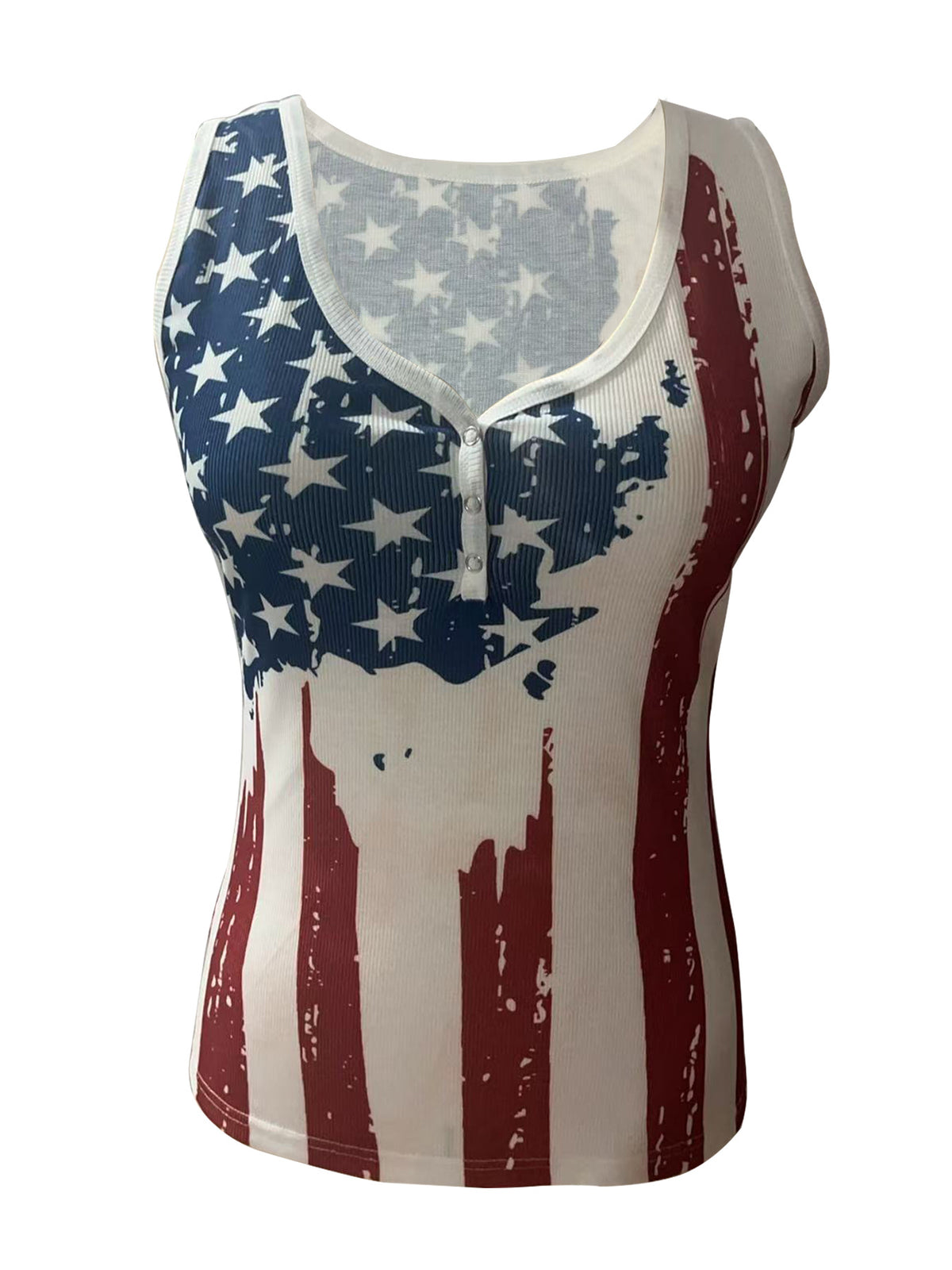 Vintage American Flag Print Tank Top - Decor - 1