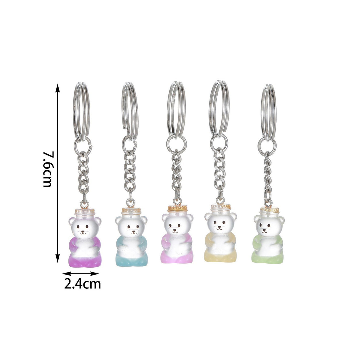 Glow in the Dark Bear Keychain Set - Color - 3