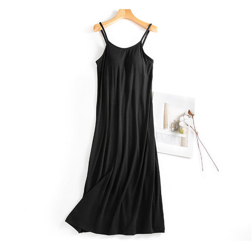 Adjustable Strap Padded Cami Maxi Dress - Black