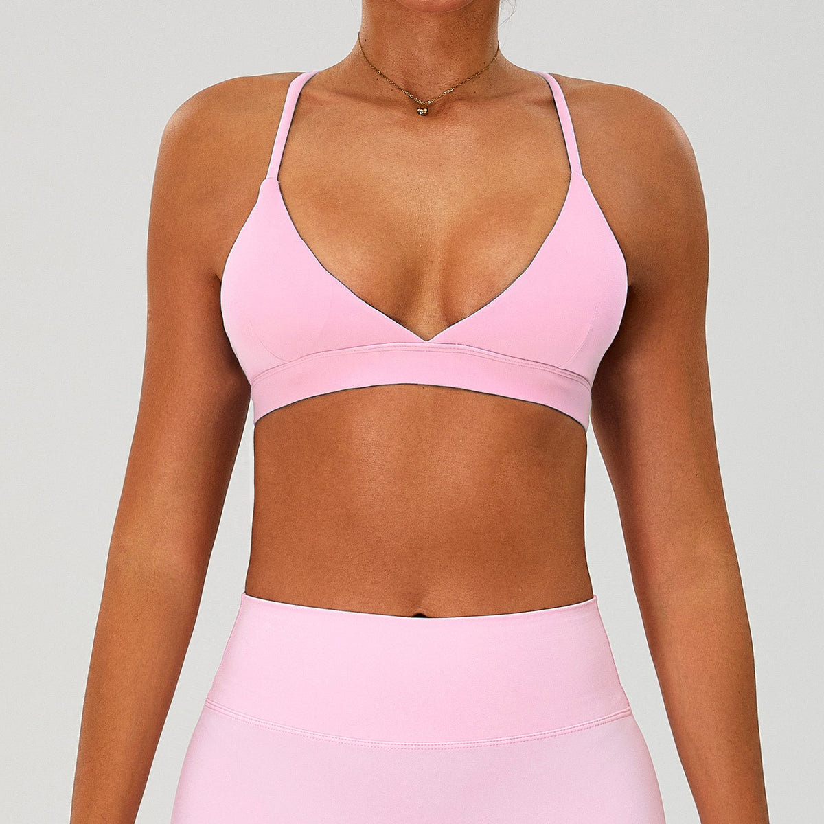 Buttery Soft Cross Back Padded Yoga Sports Bra - Blossom Pink