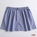 Hidden Button Fly Plaid Boxer Shorts - A48Blue
