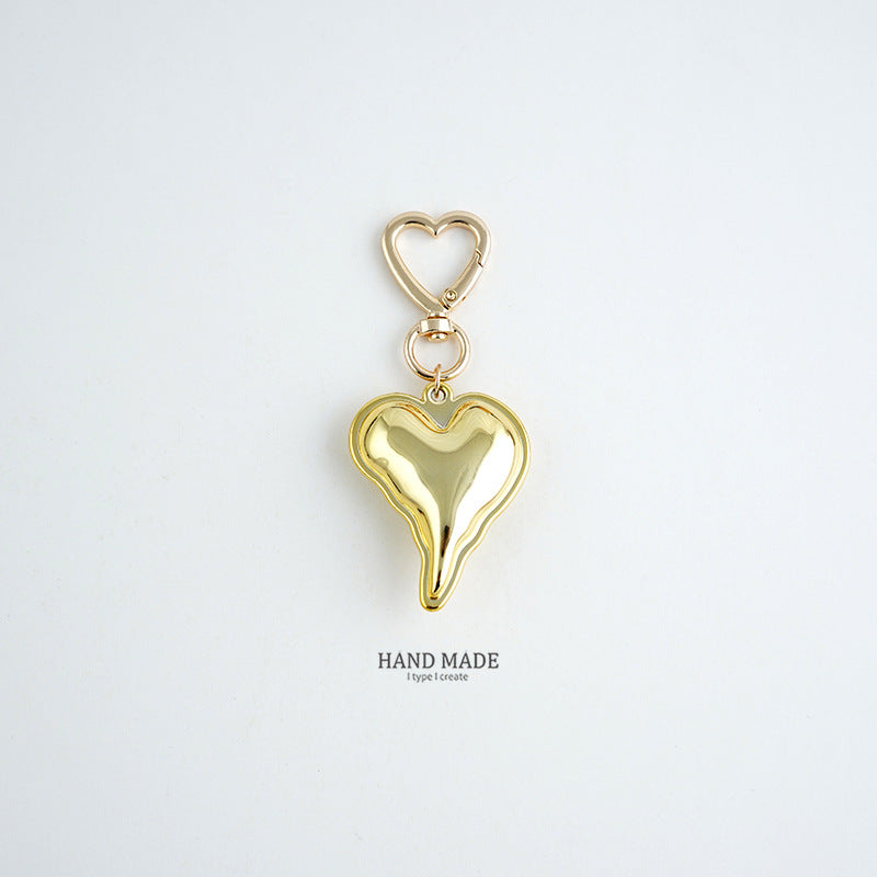 Glossy Puffy Heart Keychain Bag Charm - Yellow