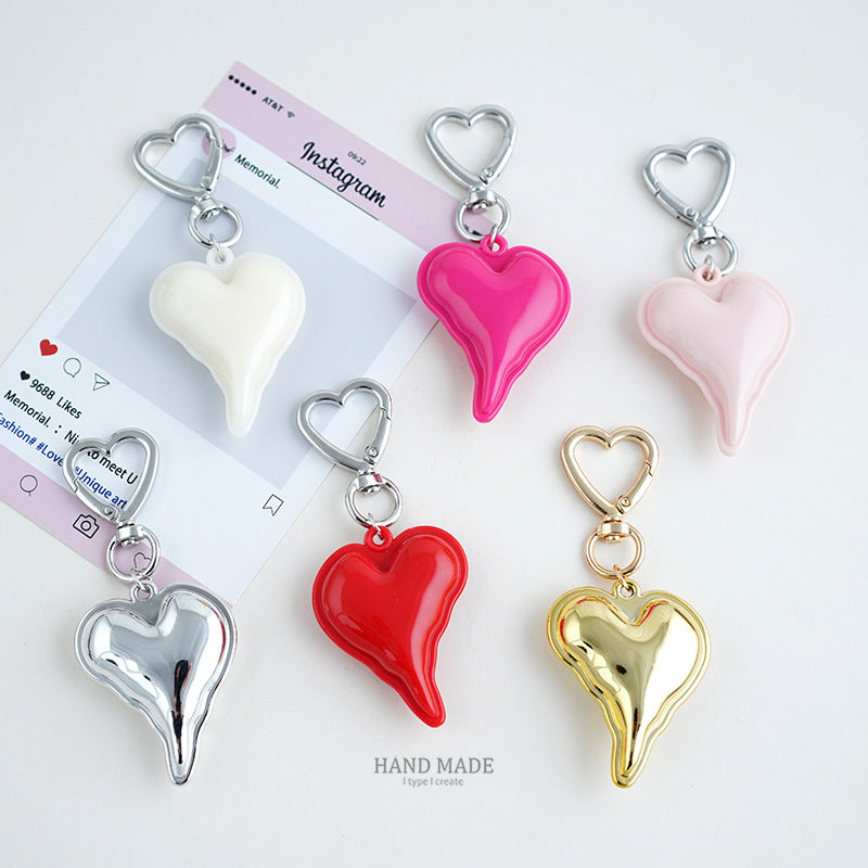 Glossy Puffy Heart Keychain Bag Charm