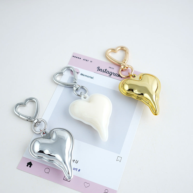 Glossy Puffy Heart Keychain Bag Charm - view 1