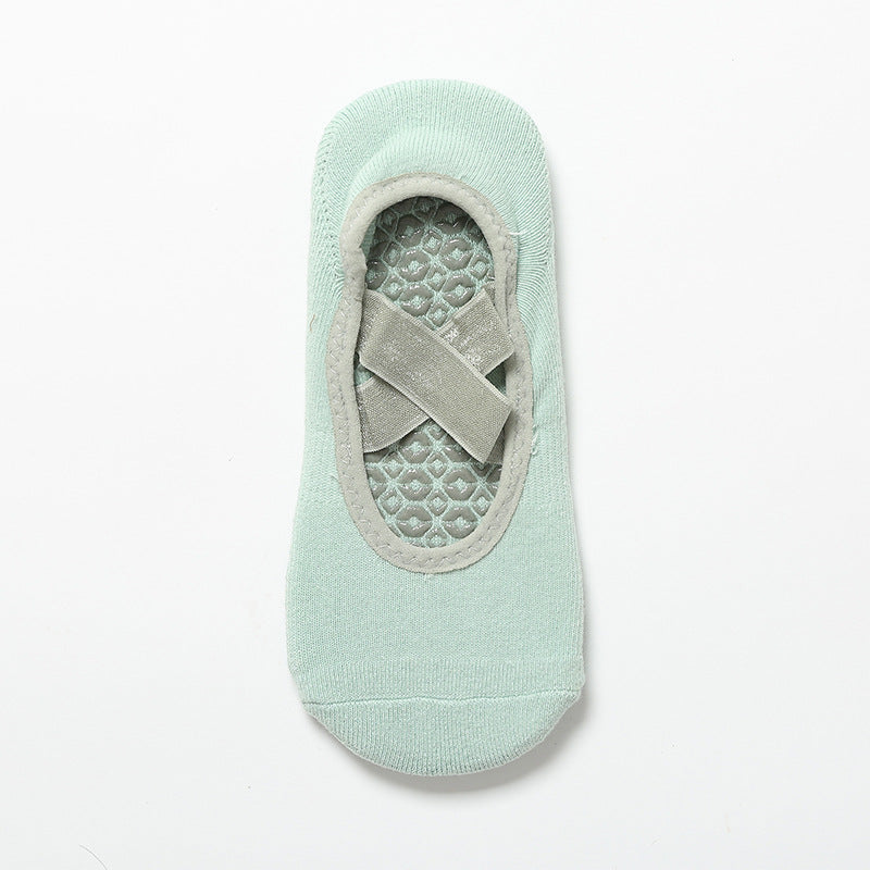 Satin Crossover Strap Barre Grip Socks - Mint
