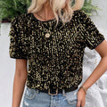 Speckled Sequin Short Sleeve Tee - BlackGold