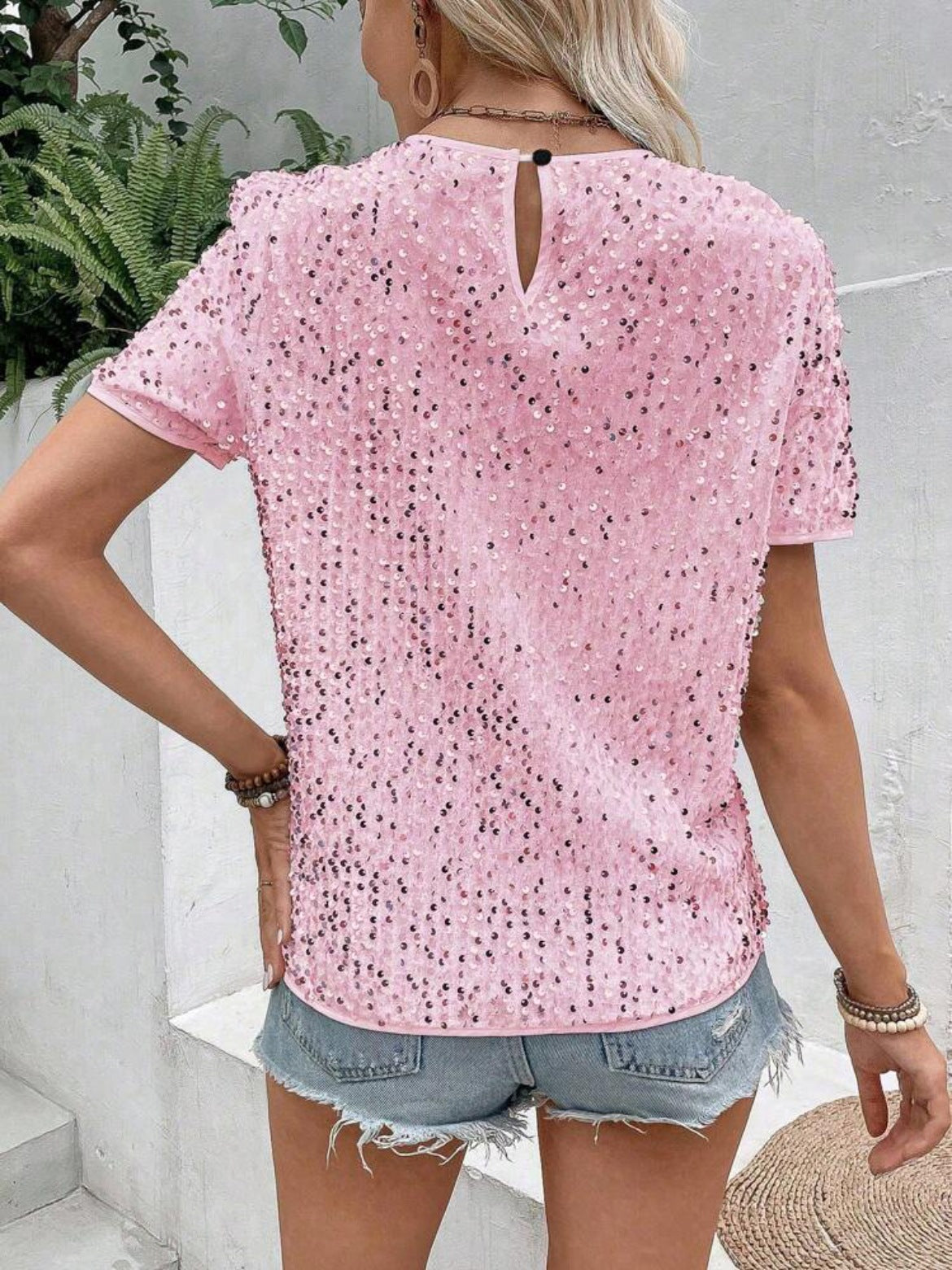 Speckled Sequin Short Sleeve Tee - view 1