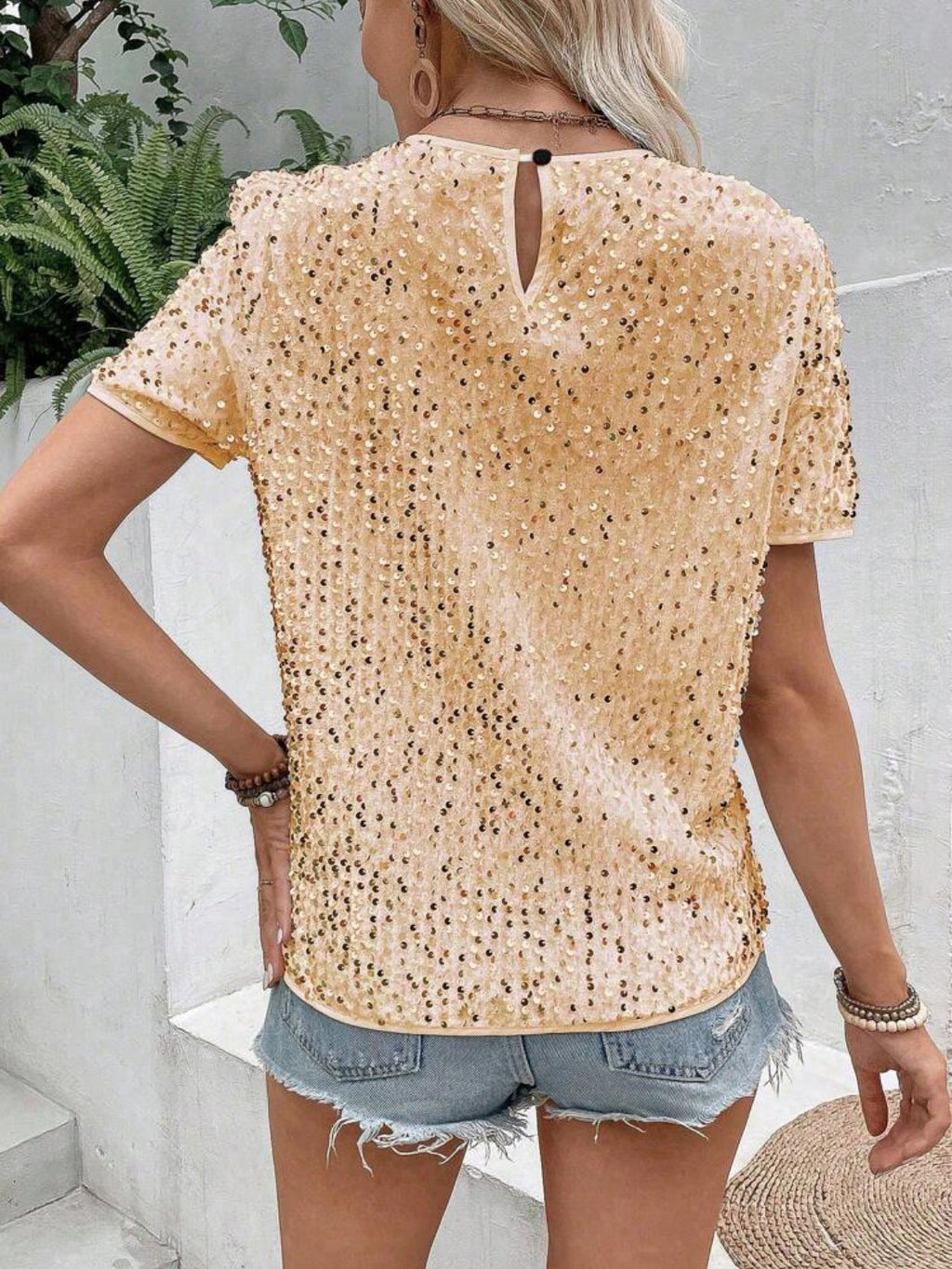 Speckled Sequin Short Sleeve Tee - view 3