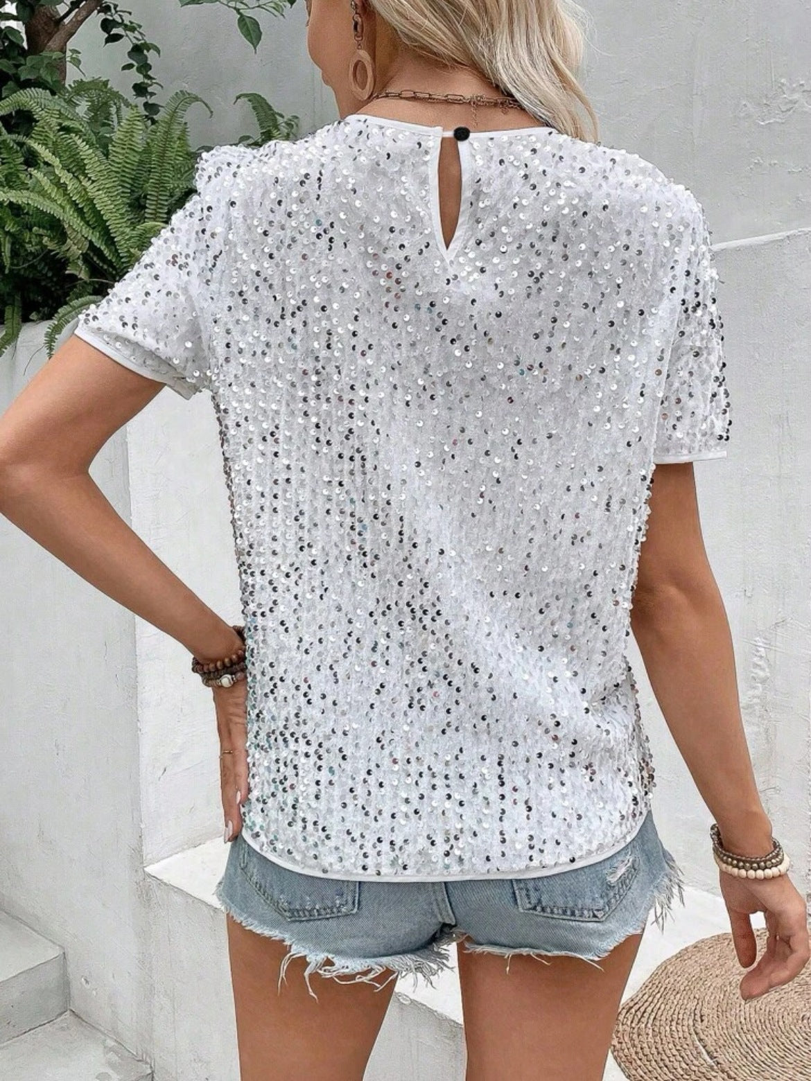 Speckled Sequin Short Sleeve Tee - view 4