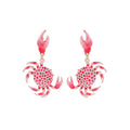 Spotted Crab Dangle Earrings - Red