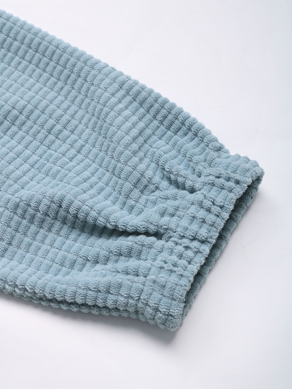 Cropped Textured Zip Up Hooded Jacket - Blue - 6
