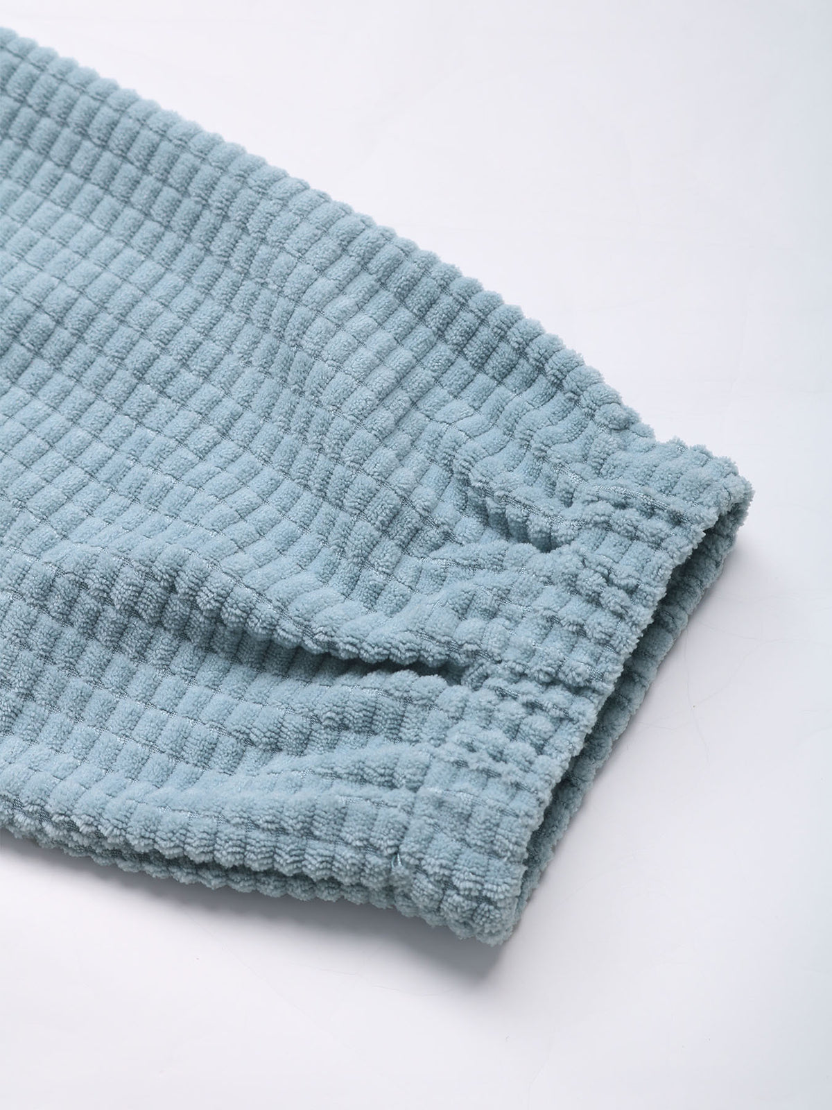 Cropped Textured Zip Up Hooded Jacket - Blue - 6