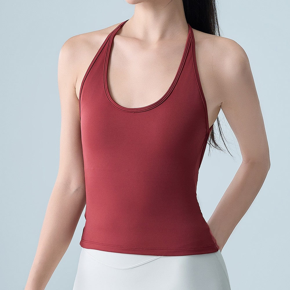 Brushed Crisscross Open Back Padded Yoga Tank