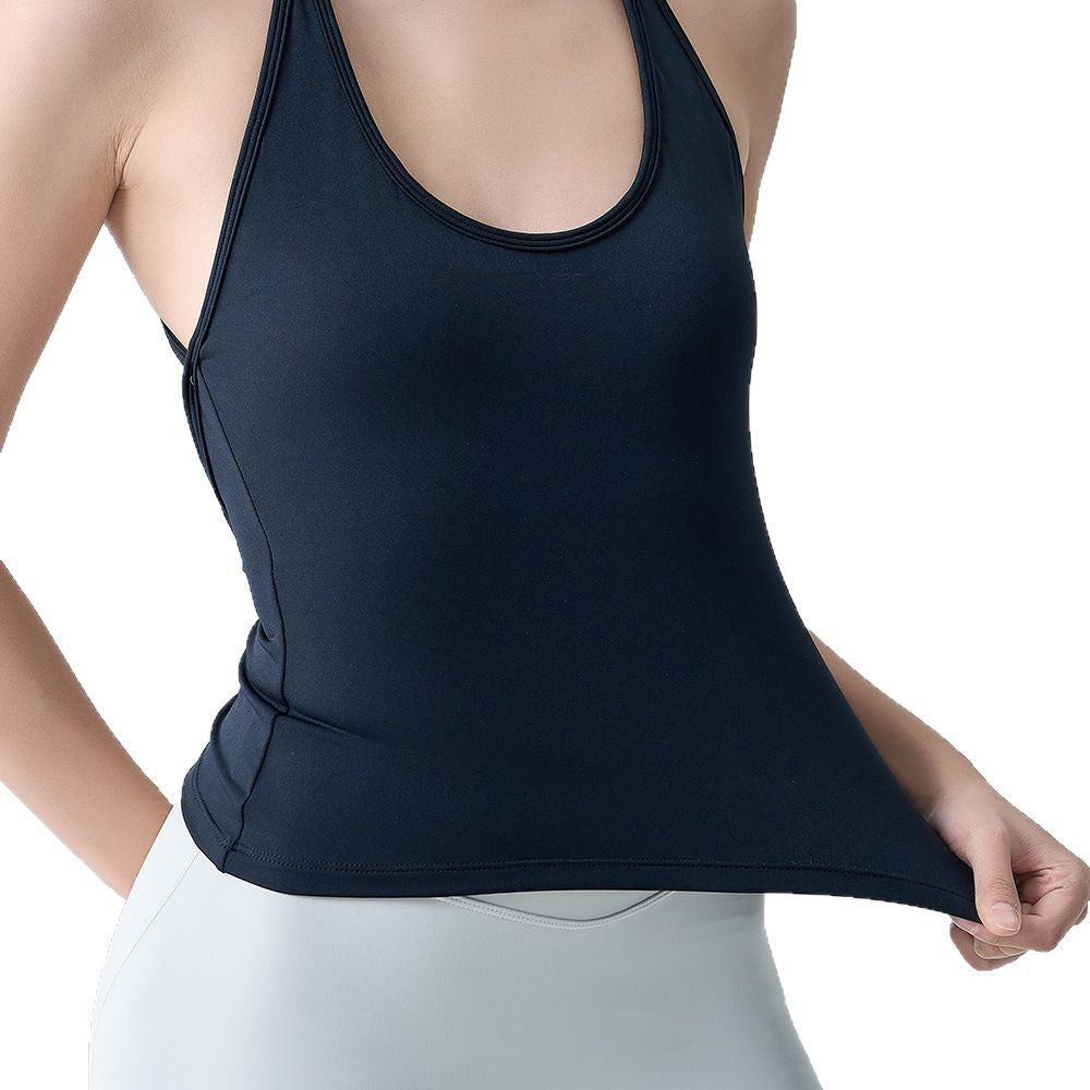 Brushed Crisscross Open Back Padded Yoga Tank