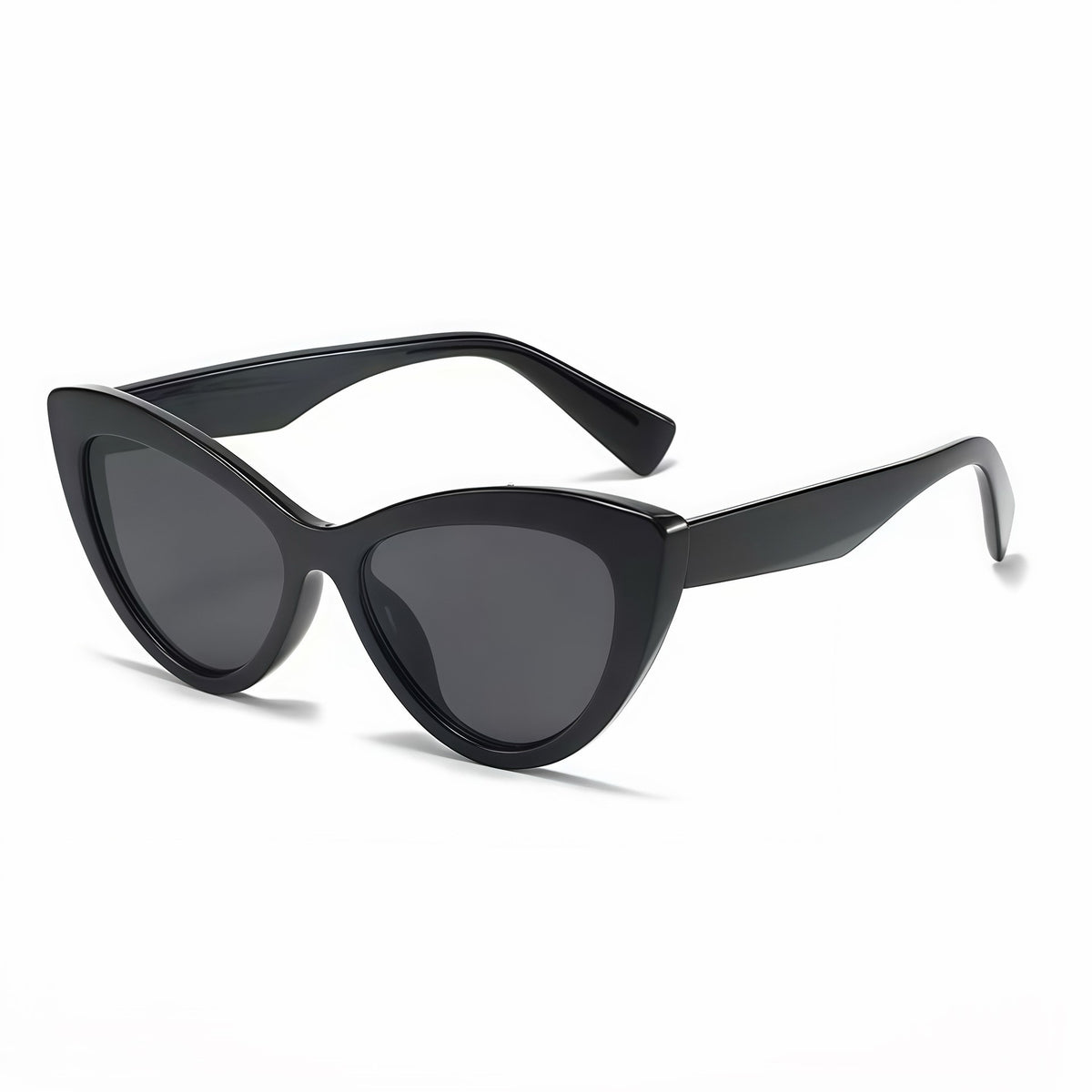 Pointed Cat Eye Gradient Lens Sunglasses - Black-3