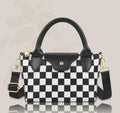 Checkerboard Crossbody Bag With Adjustable Strap - Black