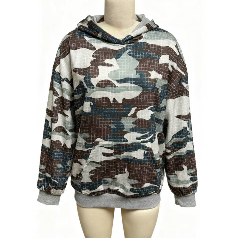 Two Way Camouflage Hooded Pullover Sweatshirt - Camo - 1