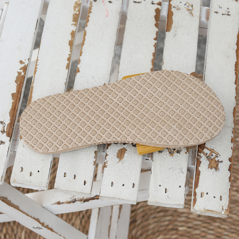 Knotted Bow Espadrille Platform Slide Sandals - Yellow - 5