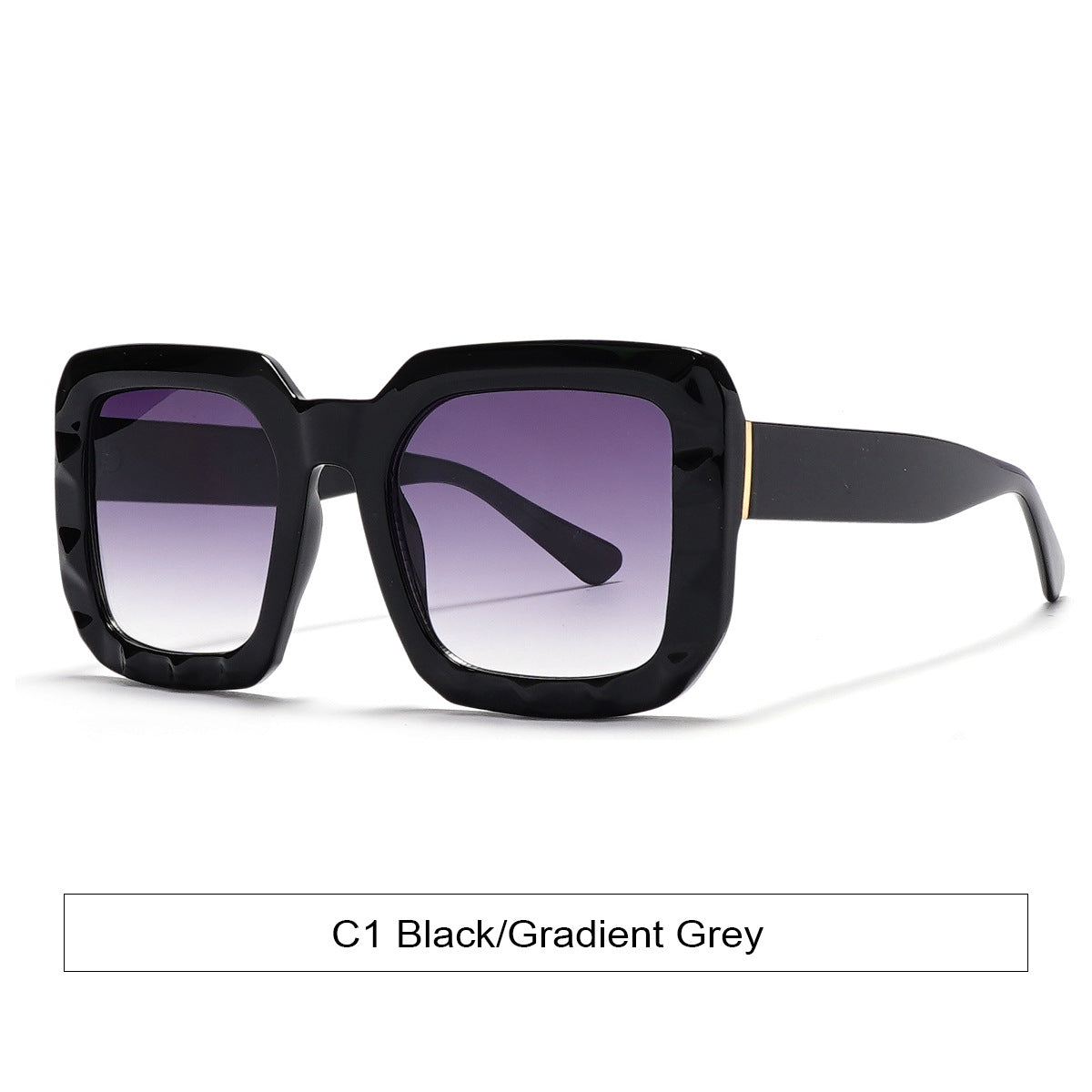 Oversized Square Frame Gradient Sunglasses - Black