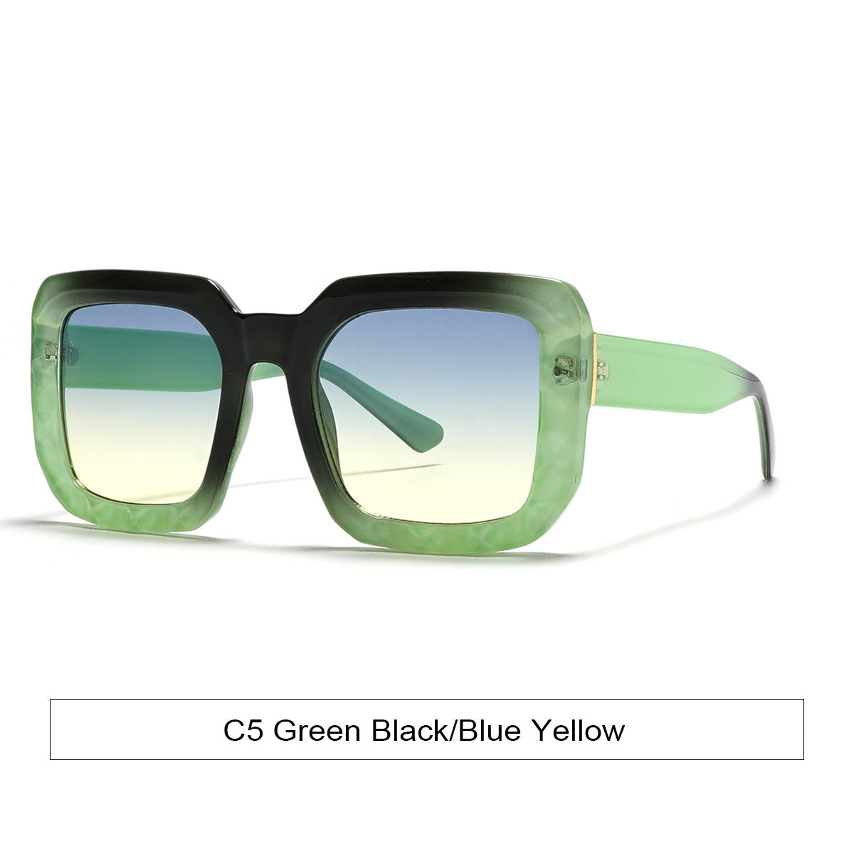 Oversized Square Frame Gradient Sunglasses - Green