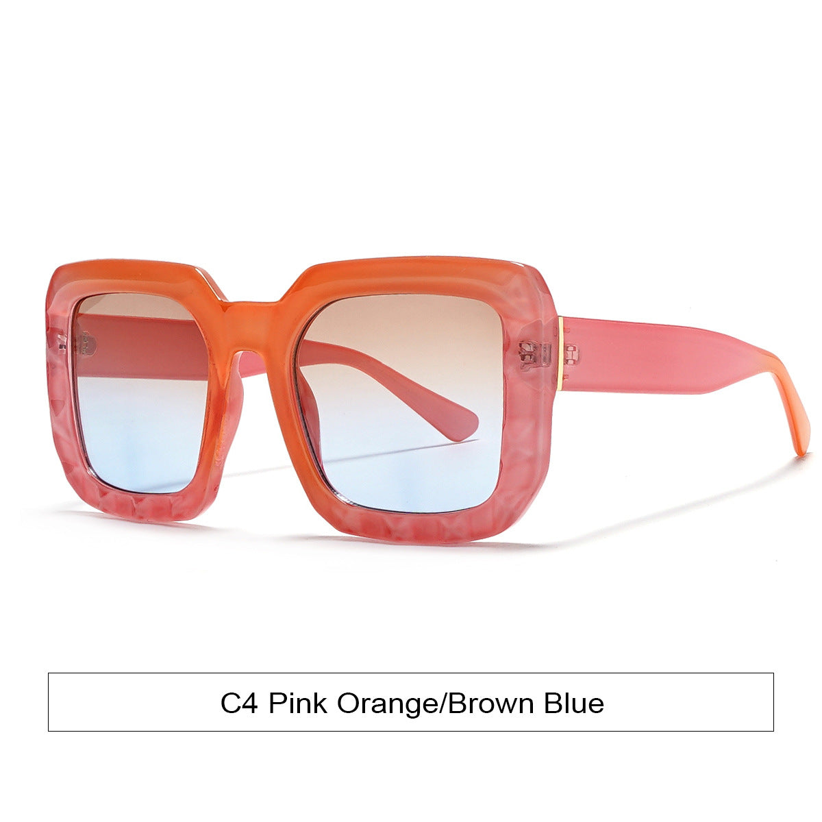 Oversized Square Frame Gradient Sunglasses - Orange