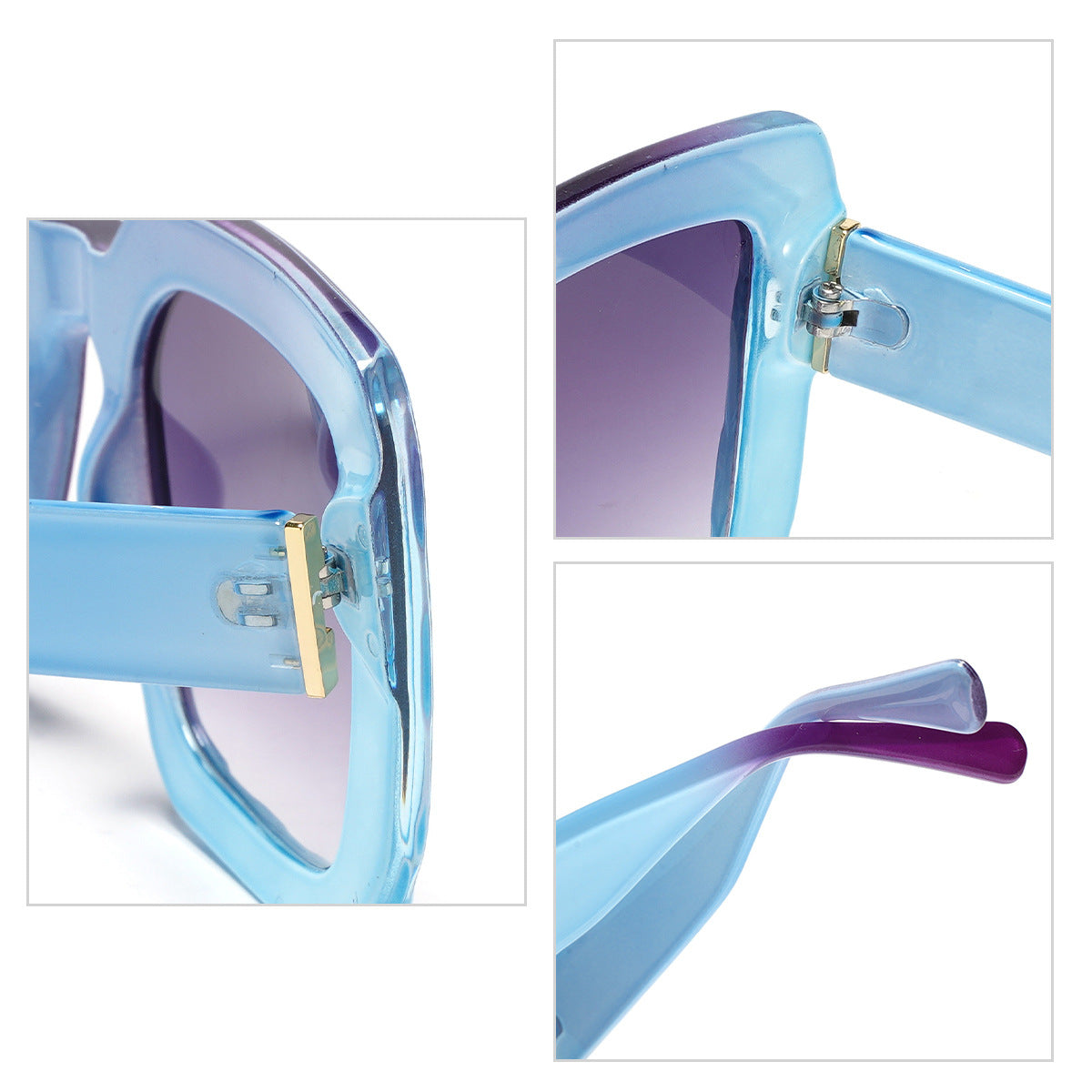 Oversized Square Frame Gradient Sunglasses - Purple - 2