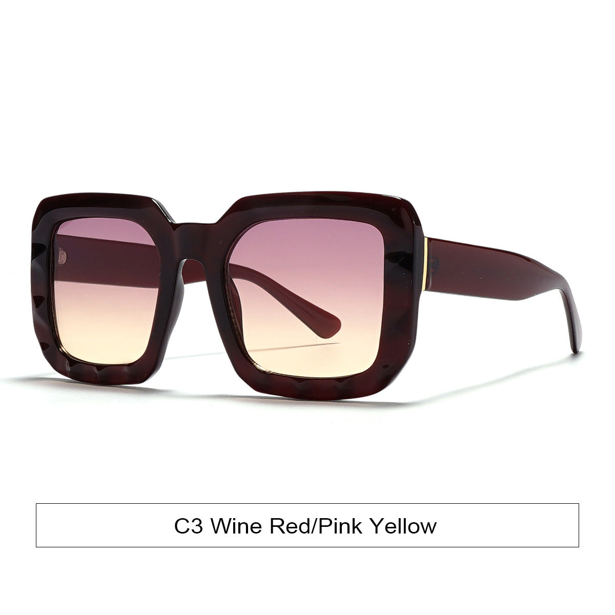 Oversized Square Frame Gradient Sunglasses - WineRed